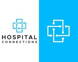Hospital connections logo with a cross in the middle vector