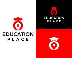 Location icon and symbol education academic hat logo design vector