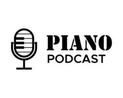 piano podcast logo con un micrófono en el izquierda vector