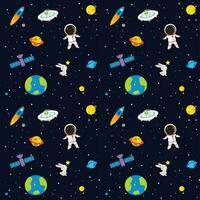 Seamless pattern with space elements, star. Creative nursery background. Perfect for kids design, fabric, wrapping, wallpaper, textile. Vector background.