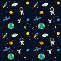 Seamless pattern with space elements, star. Creative nursery background. Perfect for kids design, fabric, wrapping, wallpaper, textile. Vector background.