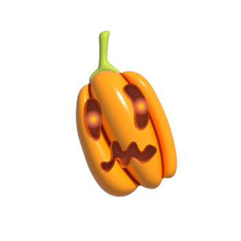 Halloween Realistic 3d Orange Pumpkin with scared face. 3d rendered object. Design element isolated on alpha background. png