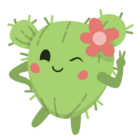 Cute Cactus Pose PNG Illustrations