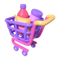 compras carro lleno 3d ilustración icono png