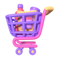 Shopping Cart Full 3D Illustration Icon png