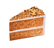 cioccolato torta con mandorle fetta, mano disegnato acquerello png