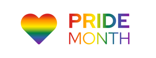 Heart shape and Pride month text. Pride flag Abstract gradient png