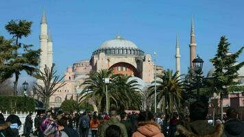 Timelapse people around Hagia Sophia video