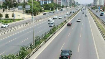 Urban car traffic on modern city highway, time-lapse footage of fast moving car on a sunny day, people prefer the road the most video