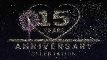 15 years happy anniversary greeting card with firework spark video