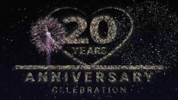 20 years happy anniversary greeting card with firework spark video