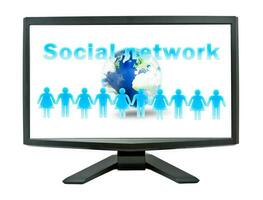 Social network concept on a monitor screen photo