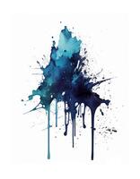 Blue ink stain on white background, created with photo