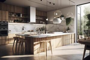 Big modern kitchen, created with photo