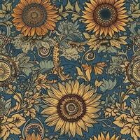 Beautiful elegant sunflower seamless pattern, created with photo