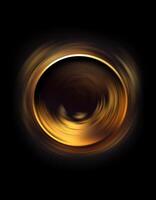 oro frustrar en círculo en negro fondo, creado con generativo foto