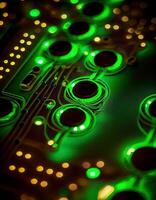 Closeup of the printed circuit board, created with photo
