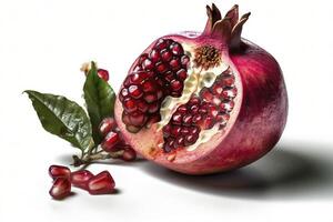 Pomegranate on white background, created with photo