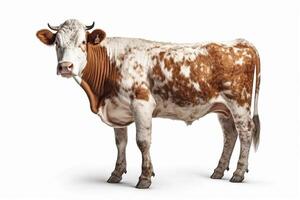 Simmental cow on white background, created with photo