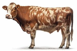 Simmental cow on white background, created with photo