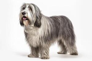 Cute Bearded collie dog in studio, created with photo