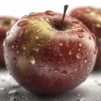 manzana con agua gotas, creado con generativo ai foto