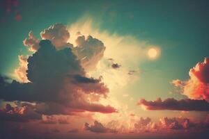 nublado cielo en atardecer, creado con generativo ai foto