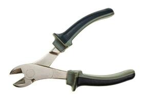 old diagonal cutters with rubber handle isolated photo