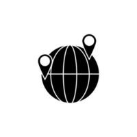Globe, location pin vector icon illustration