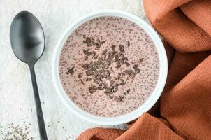 Chocolate pudding bowl photo