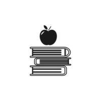 Apple on books, knowledge vector icon illustration