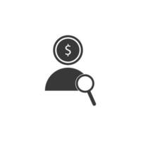Man, money, magnifier vector icon illustration