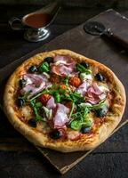 Served ham pizza photo