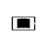 Tablet with an open book vector icon illustration