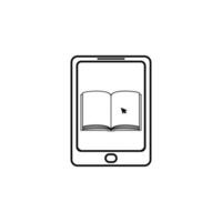 book on the smart phone screen vector icon illustration