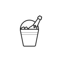 bucket of champagne line vector icon illustration