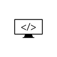 monitor, code sign vector icon illustration