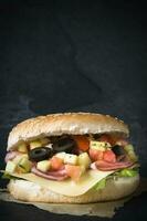 Ham and olives sandwiches photo