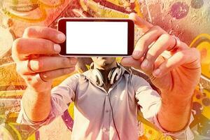 Man making selfie photo