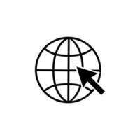 pointer to the globe outline vector icon illustration