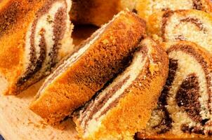 Marble cake served photo