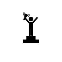 the winner raises the cup vector icon illustration