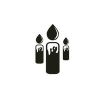 three candles with flame vector icon illustration