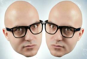 Bald twins portrait photo