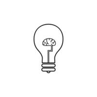 Light bulb with a brain vector icon illustration