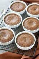 Served chocolate pudding photo