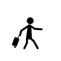 Passenger Pulling Rolling Bag vector icon illustration