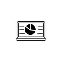 Laptop and pie-chart vector icon illustration