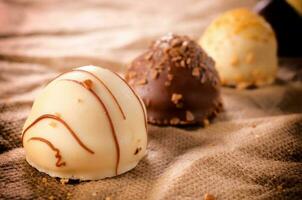 Sweet chocolate pralines photo