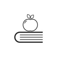 Apple on books, knowledge vector icon illustration